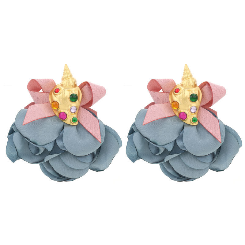 Handmade Fabric Flower Earrings - Fashionable Design