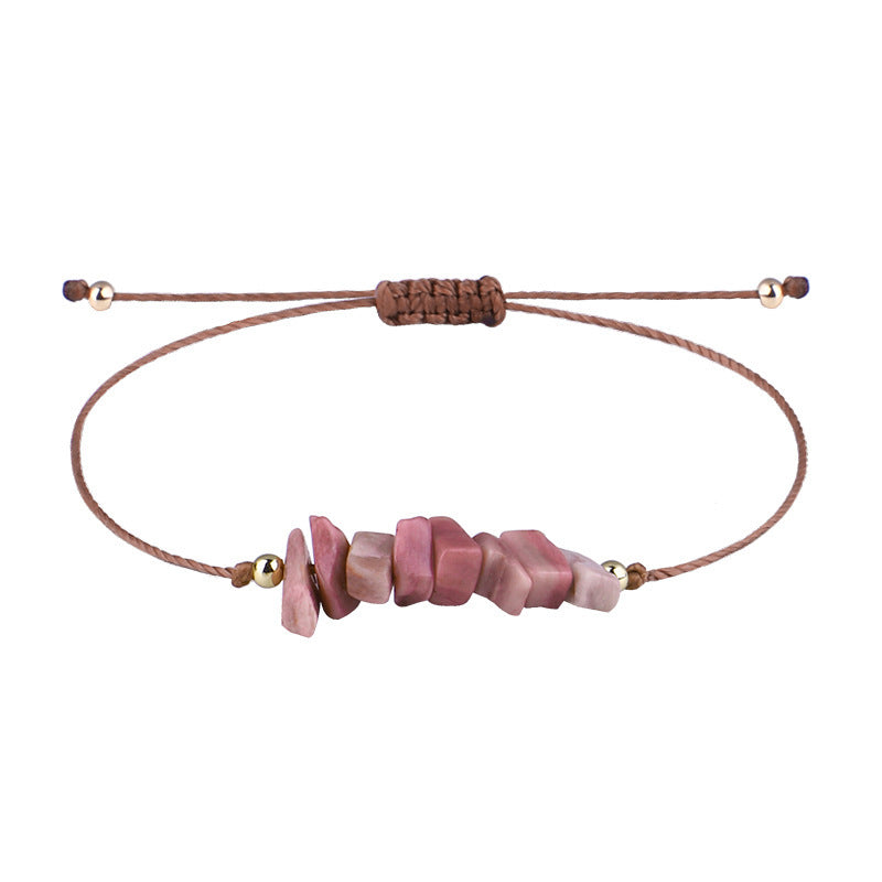 Irregular Raw Stone Bracelet with Woven Wax Line