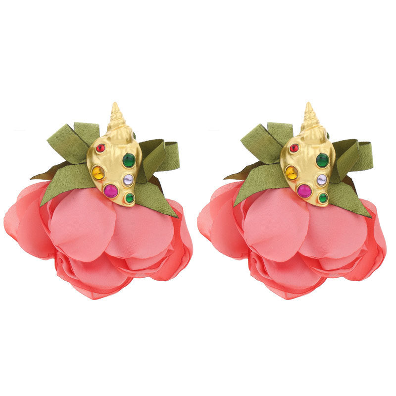 Handmade Fabric Flower Earrings - Fashionable Design
