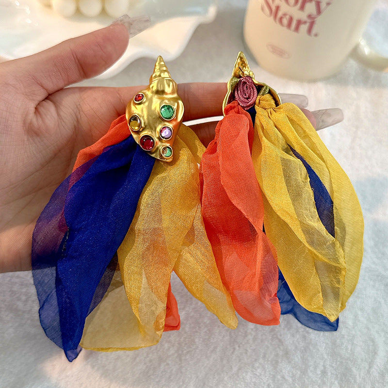 Handmade Fabric Flower Earrings - Fashionable Design