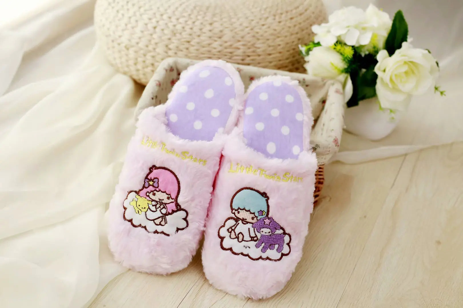 Cute Gemini Thick-Soled Cotton Slippers for Women