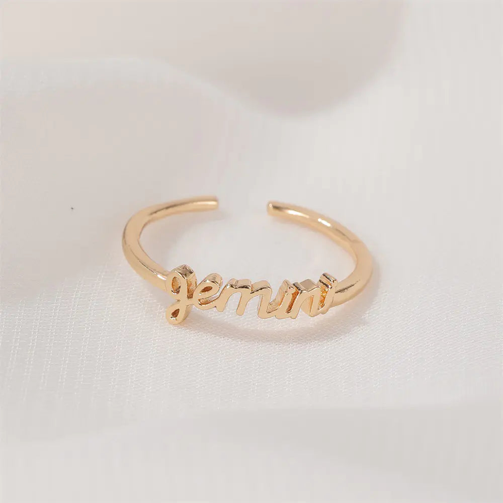 Minimalist Zodiac Sign Adjustable Ring for Women