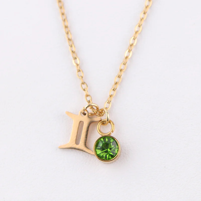 Zodiac Birthstone Gold Necklace