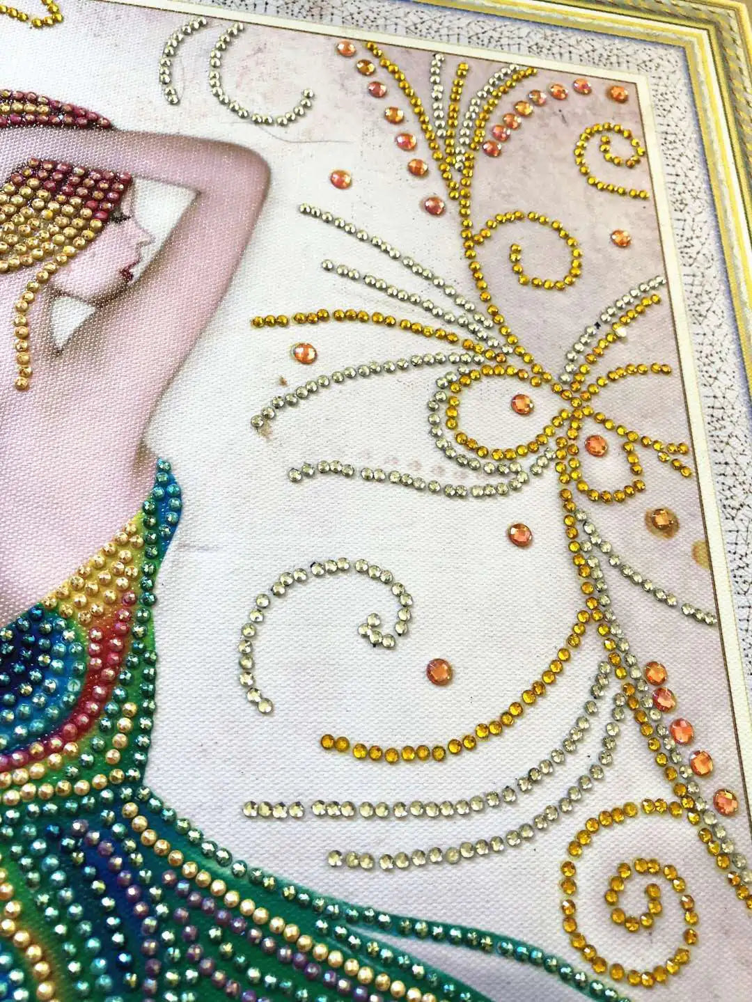 5D Peacock Girl Diamond Painting with AB Drills