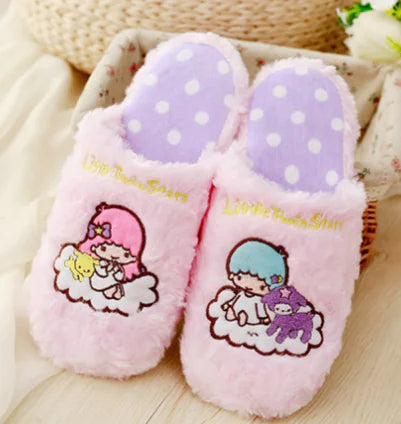 Cute Gemini Thick-Soled Cotton Slippers for Women