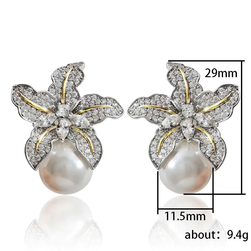 New Autumn Winter Two-Tone Lily Flower Earrings