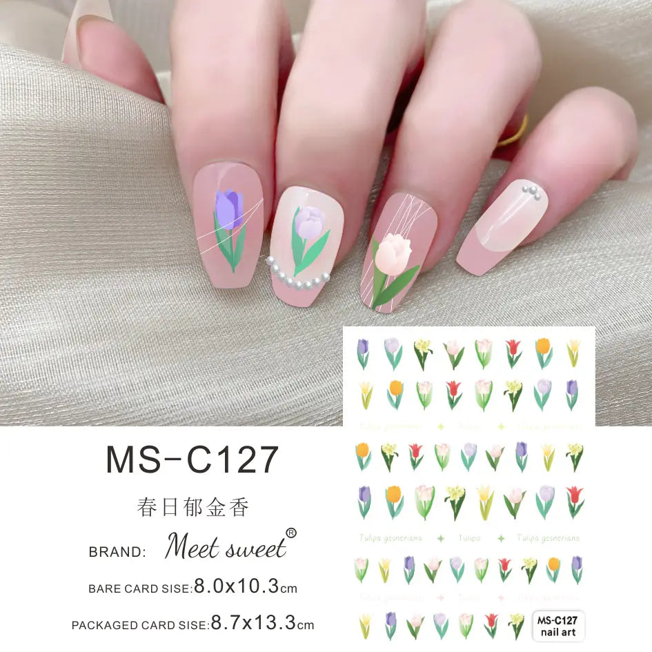 Nail Art Stickers - Camellia, Lily, and Poppy Designs