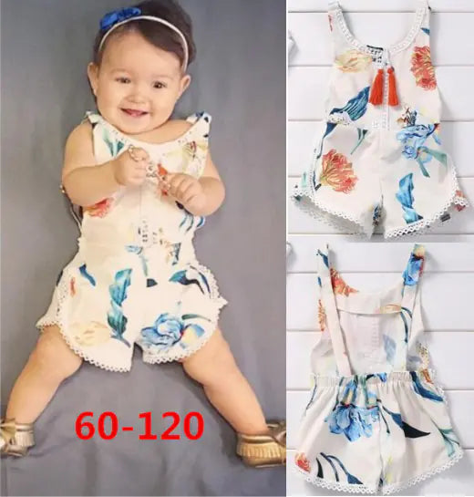 Summer Baby Sleeveless Romper with Lily Print