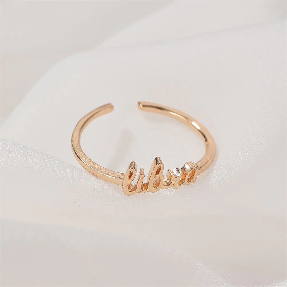 Minimalist Zodiac Sign Adjustable Ring for Women