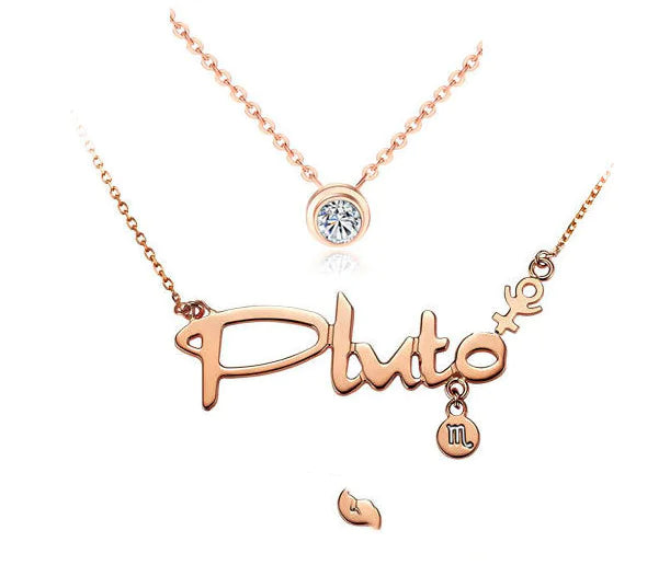 Rose Gold Zodiac Letter Necklace for Women