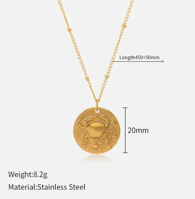 Double-Sided Zodiac Pendant Necklace