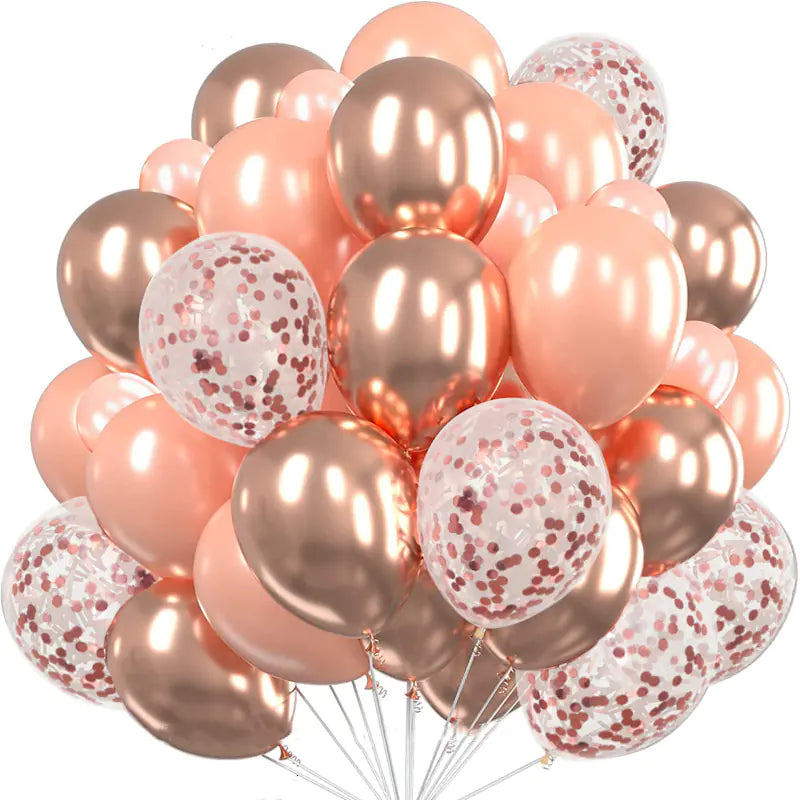 30pcs Gold and Rose Gold Agate Latex Balloon Set