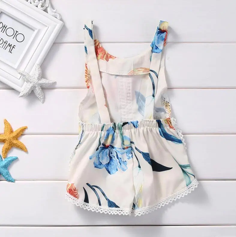Summer Baby Sleeveless Romper with Lily Print