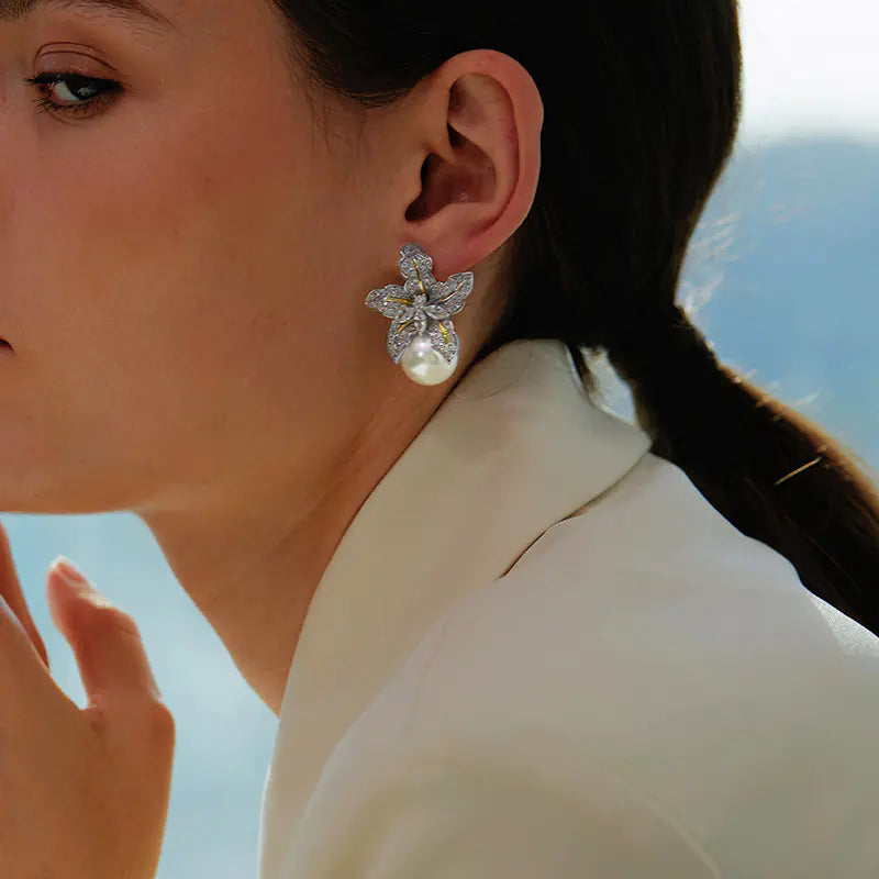 New Autumn Winter Two-Tone Lily Flower Earrings