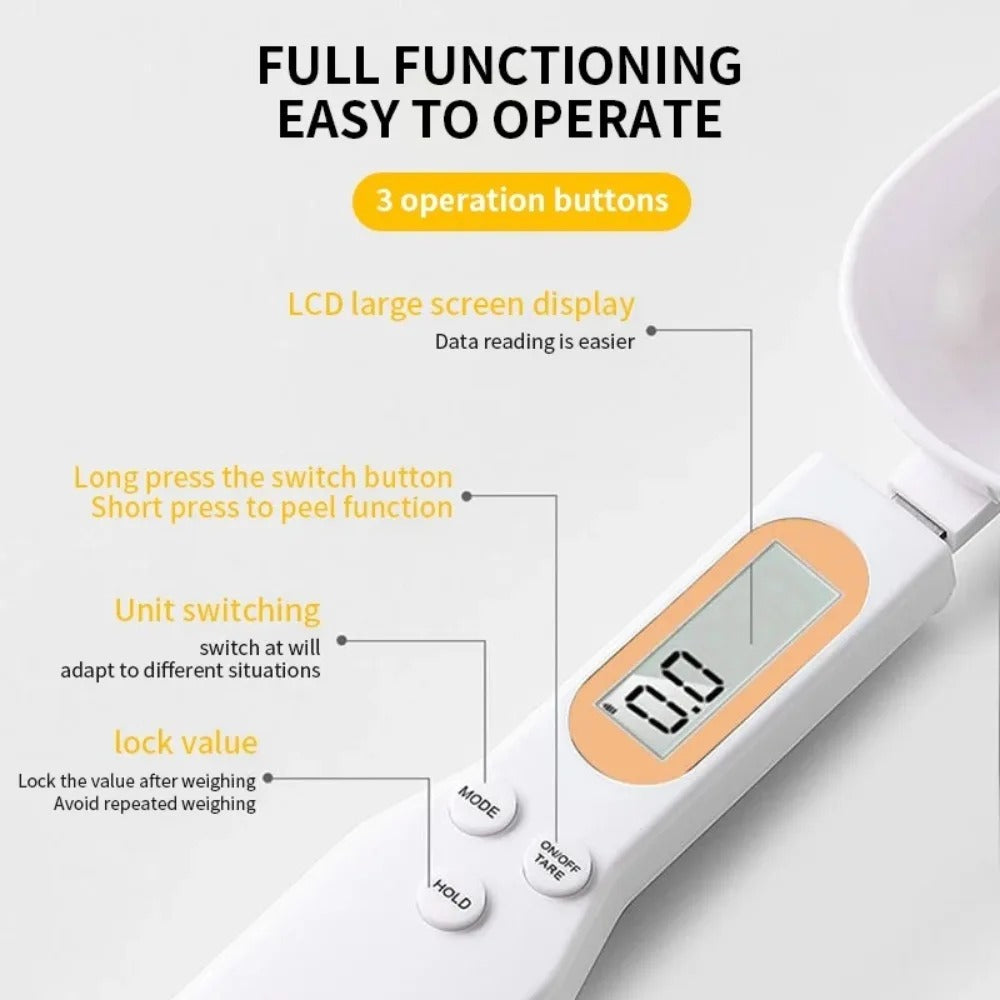 Mini Spoon Food Scale Digital Kitchen Electronic LCD Food Scale (0.1–500g)