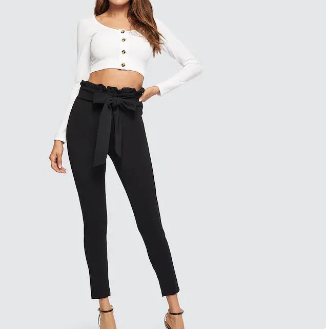 Orange Paper Bag Belt Tights
