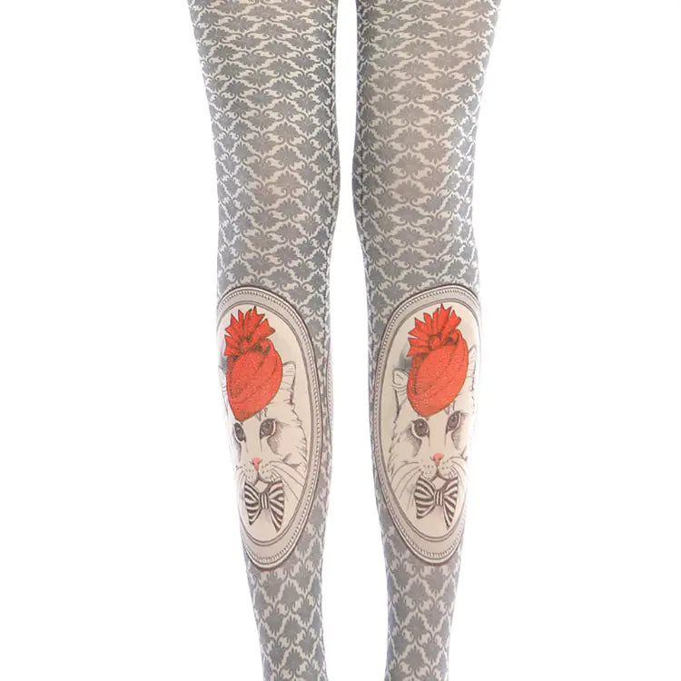 Lolita Cat Printed Pantyhose for Stylish Girls