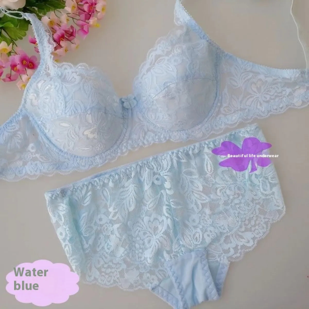 Breathable  Lace Push Up Bra Set