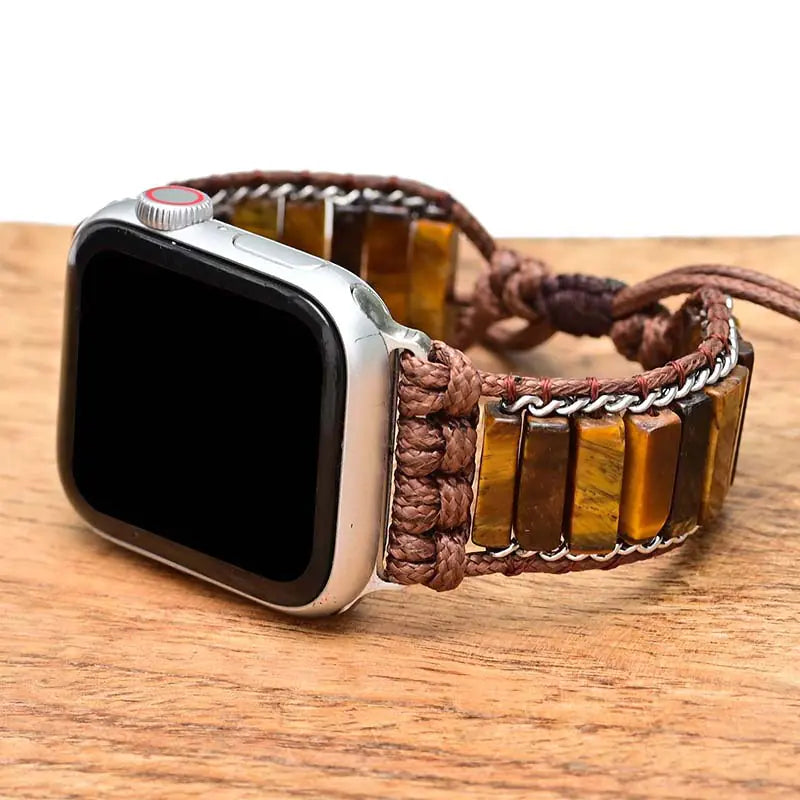 Rectangular Tiger Eye Stone Men's Watch Strap Bracelet