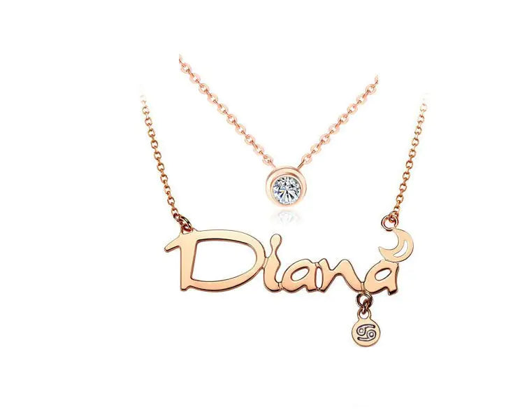 Rose Gold Zodiac Letter Necklace for Women
