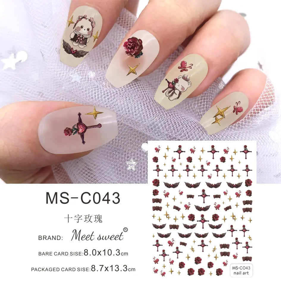 Nail Art Stickers - Camellia, Lily, and Poppy Designs