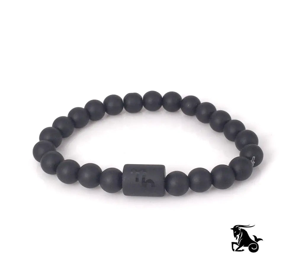 Frosted Black Onyx Beaded Zodiac Sign Bracelet