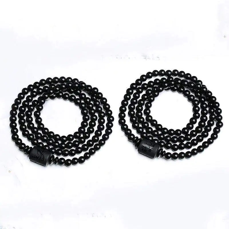 Classic Obsidian Dragon and Phoenix Bracelet with Zodiac