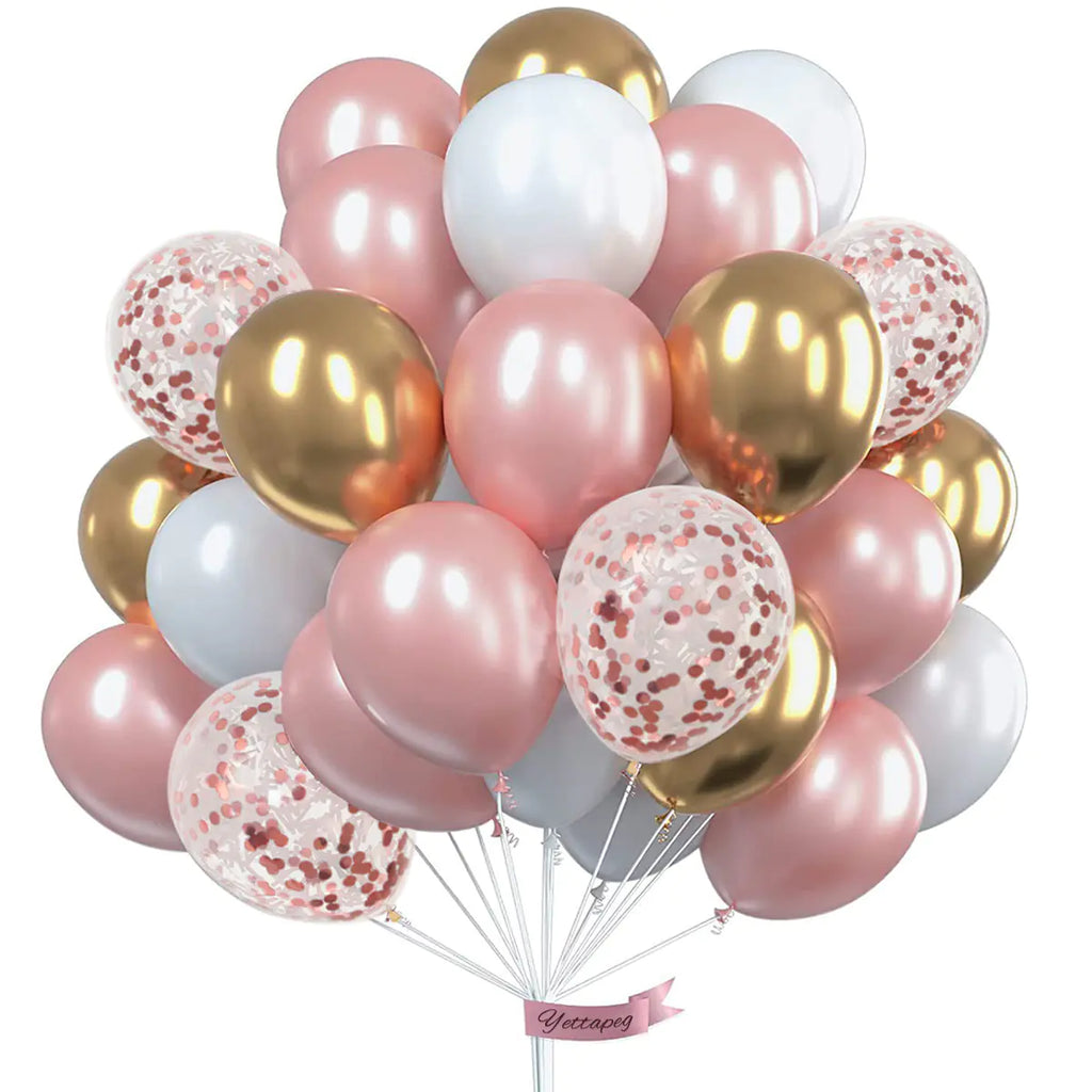 30pcs Gold and Rose Gold Agate Latex Balloon Set