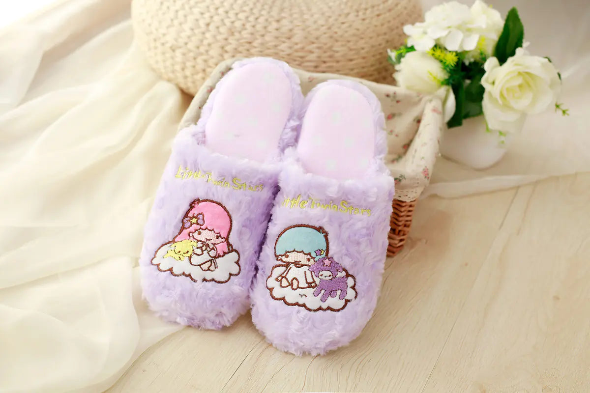 Cute Gemini Thick-Soled Cotton Slippers for Women