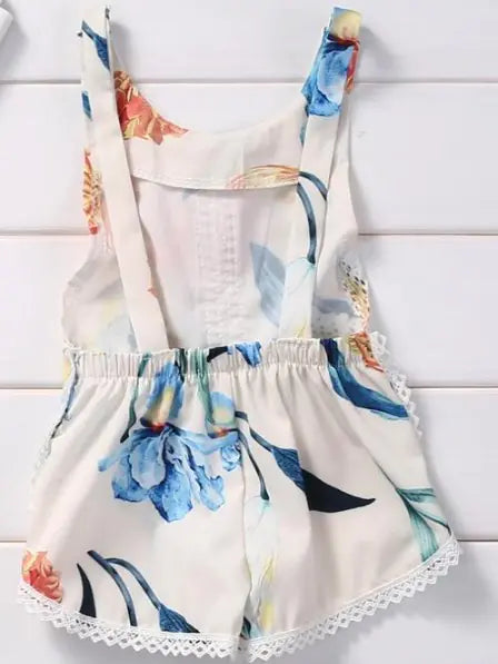 Summer Baby Sleeveless Romper with Lily Print