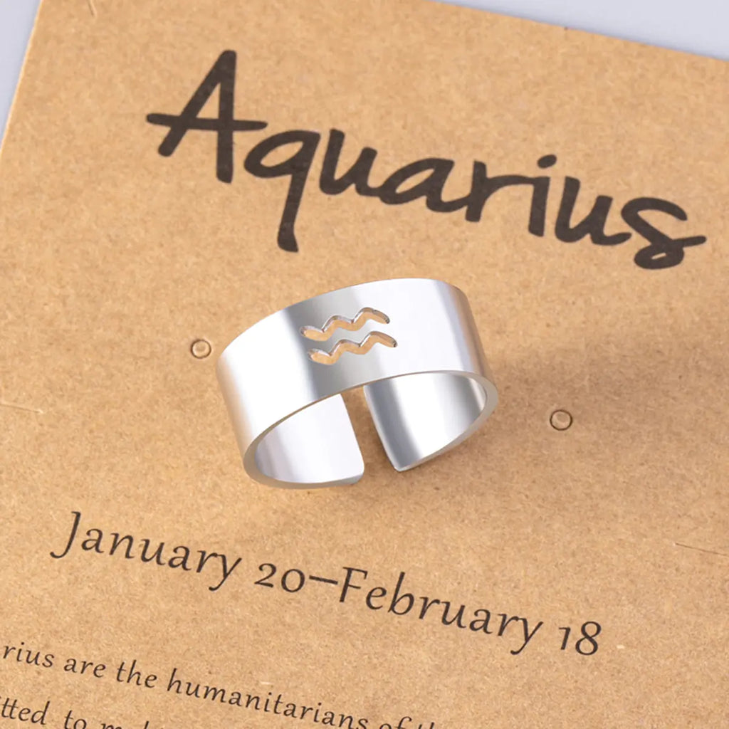 Virgo Zodiac Stainless Steel Ring with Card Packaging