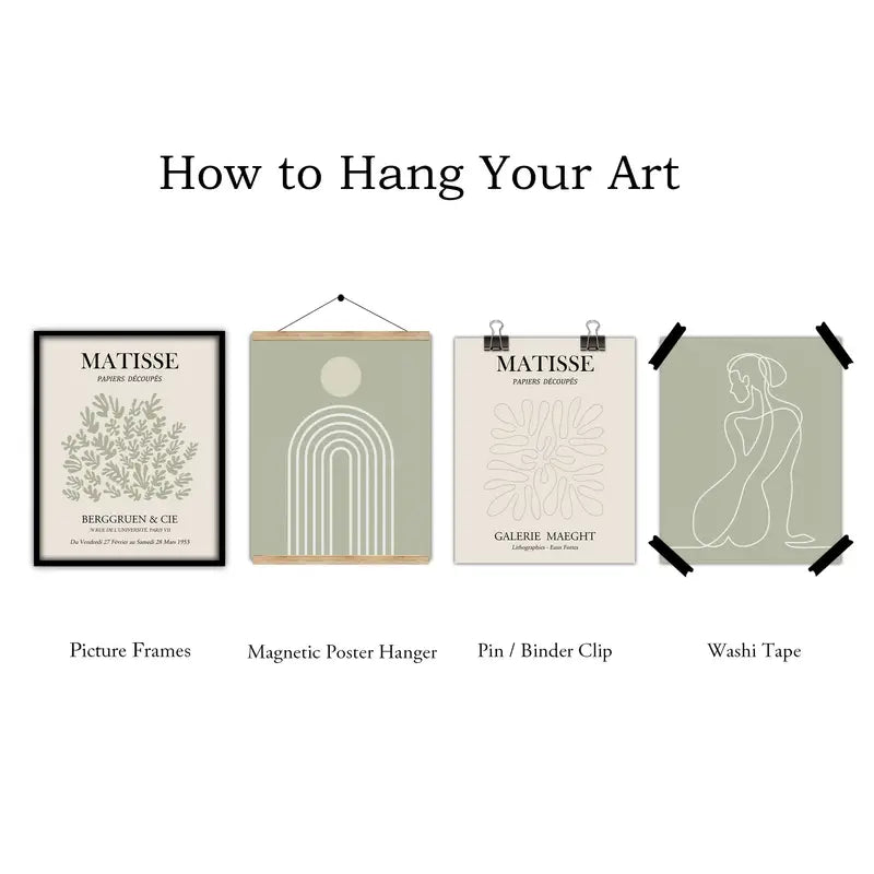 6pcs Sage Green Matisse Wall Art Prints for Aesthetic Room