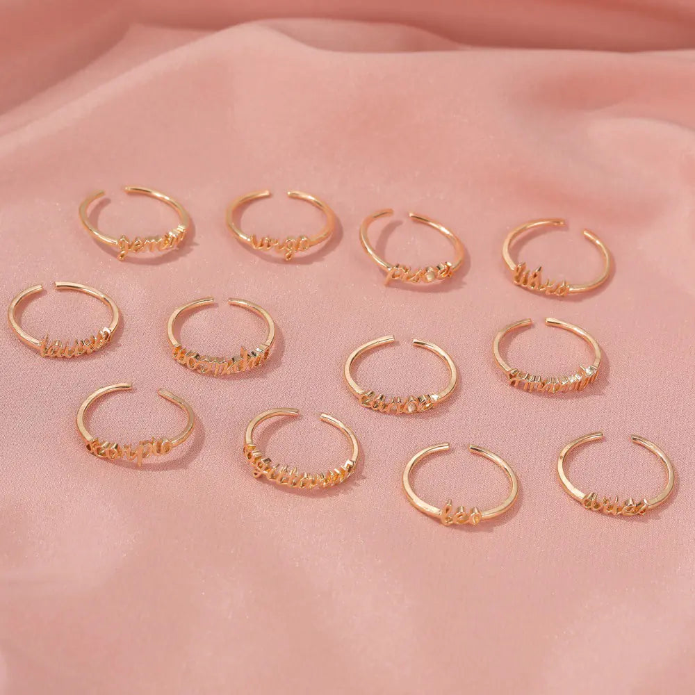 Minimalist Zodiac Sign Adjustable Ring for Women
