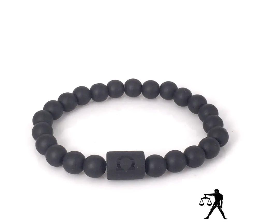 Frosted Black Onyx Beaded Zodiac Sign Bracelet
