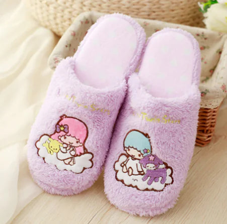 Cute Gemini Thick-Soled Cotton Slippers for Women