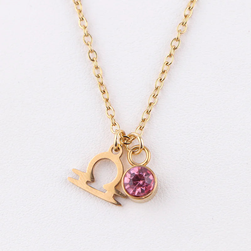 Zodiac Birthstone Gold Necklace