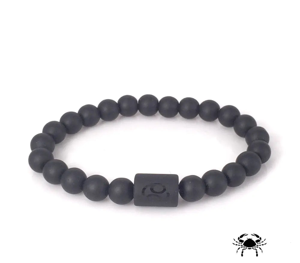 Frosted Black Onyx Beaded Zodiac Sign Bracelet