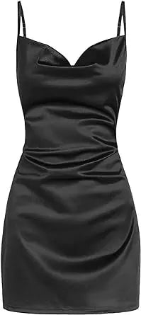 Satin Backless Lace-Up Dress