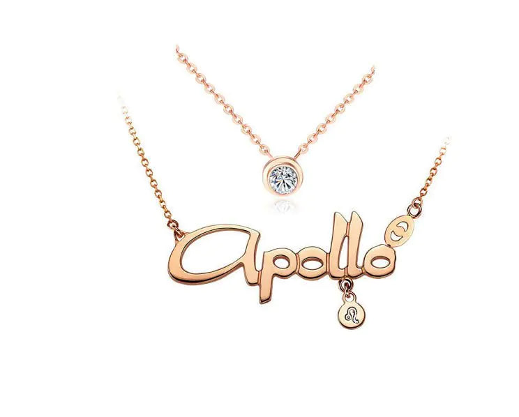 Rose Gold Zodiac Letter Necklace for Women