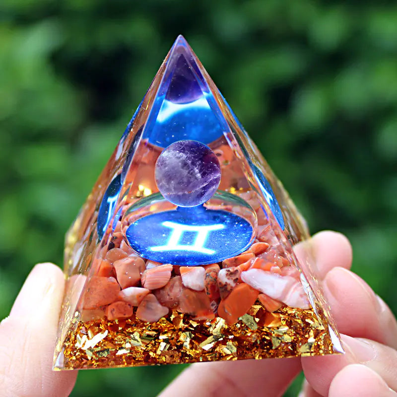 Gemini Crystal Pyramid Home Decor Resin Craft Piece
