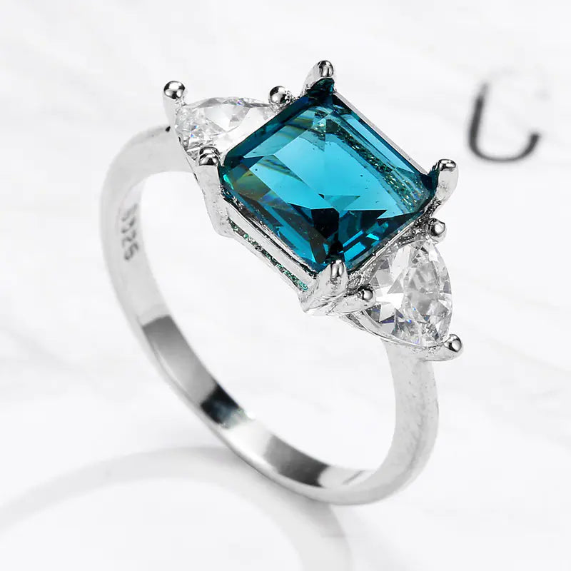 Emerald Green Diamond Ring - 18K Gold Plated