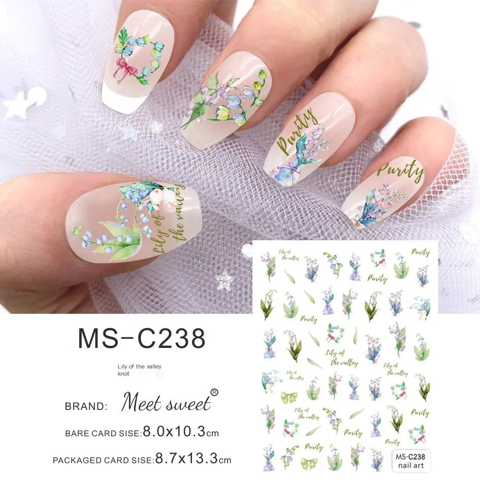 Nail Art Stickers - Camellia, Lily, and Poppy Designs