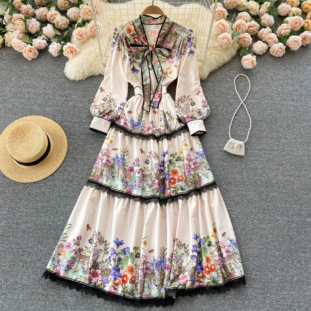 Royal Court Style Floral High-End Dress