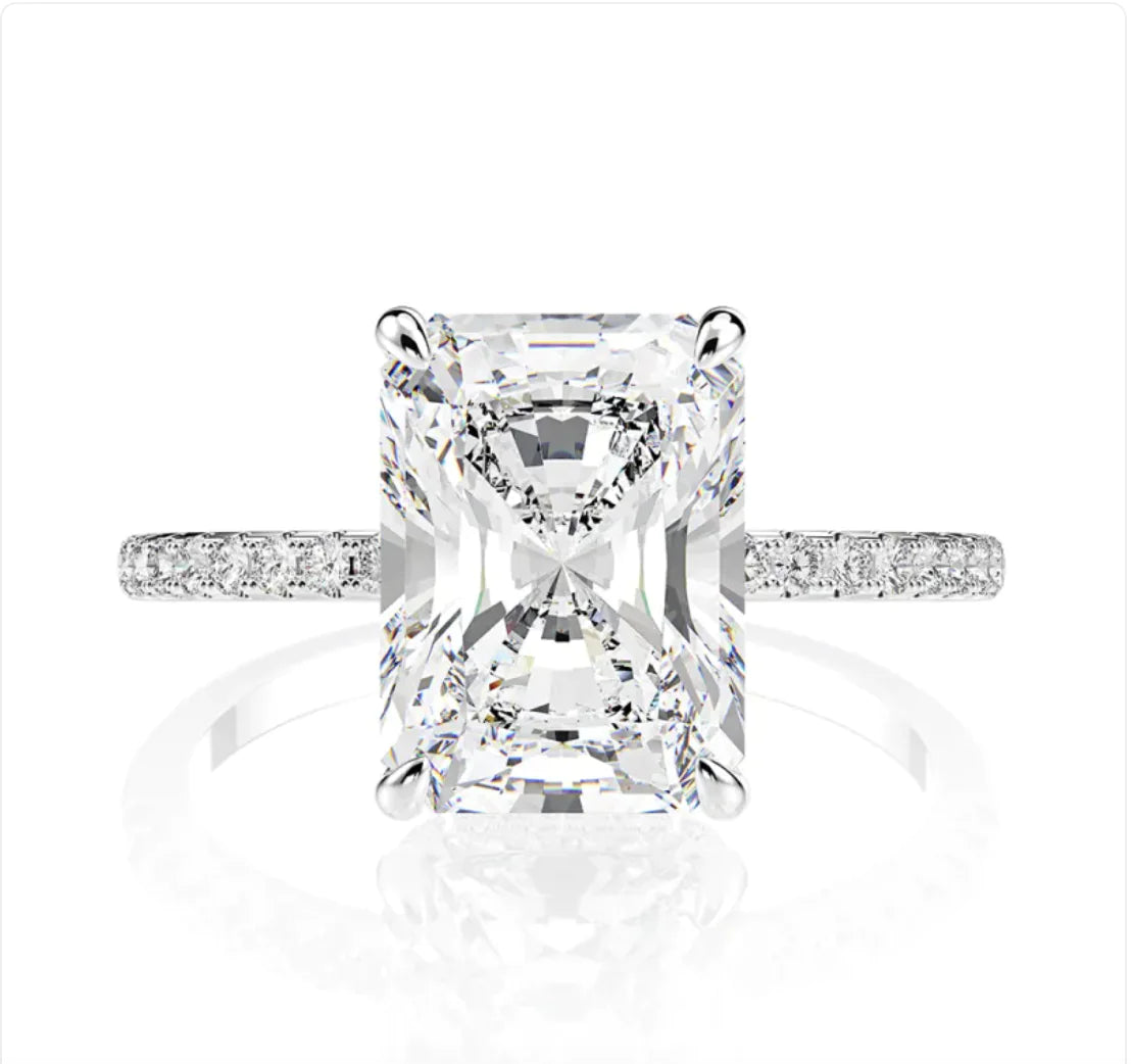 Emerald-Cut Rectangular Flower Ring