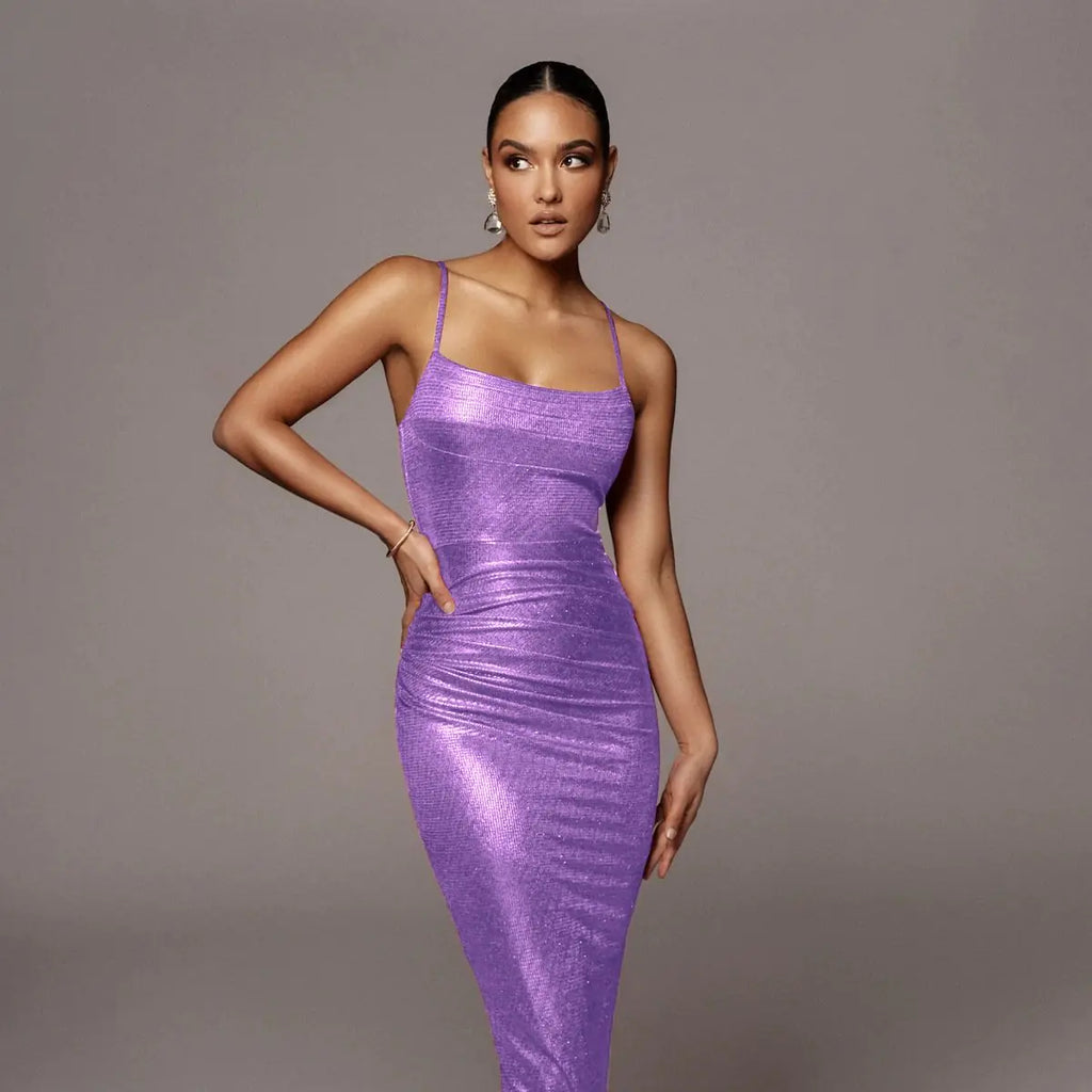 Lady Sexy Pleated Sheath Dress with Suspenders