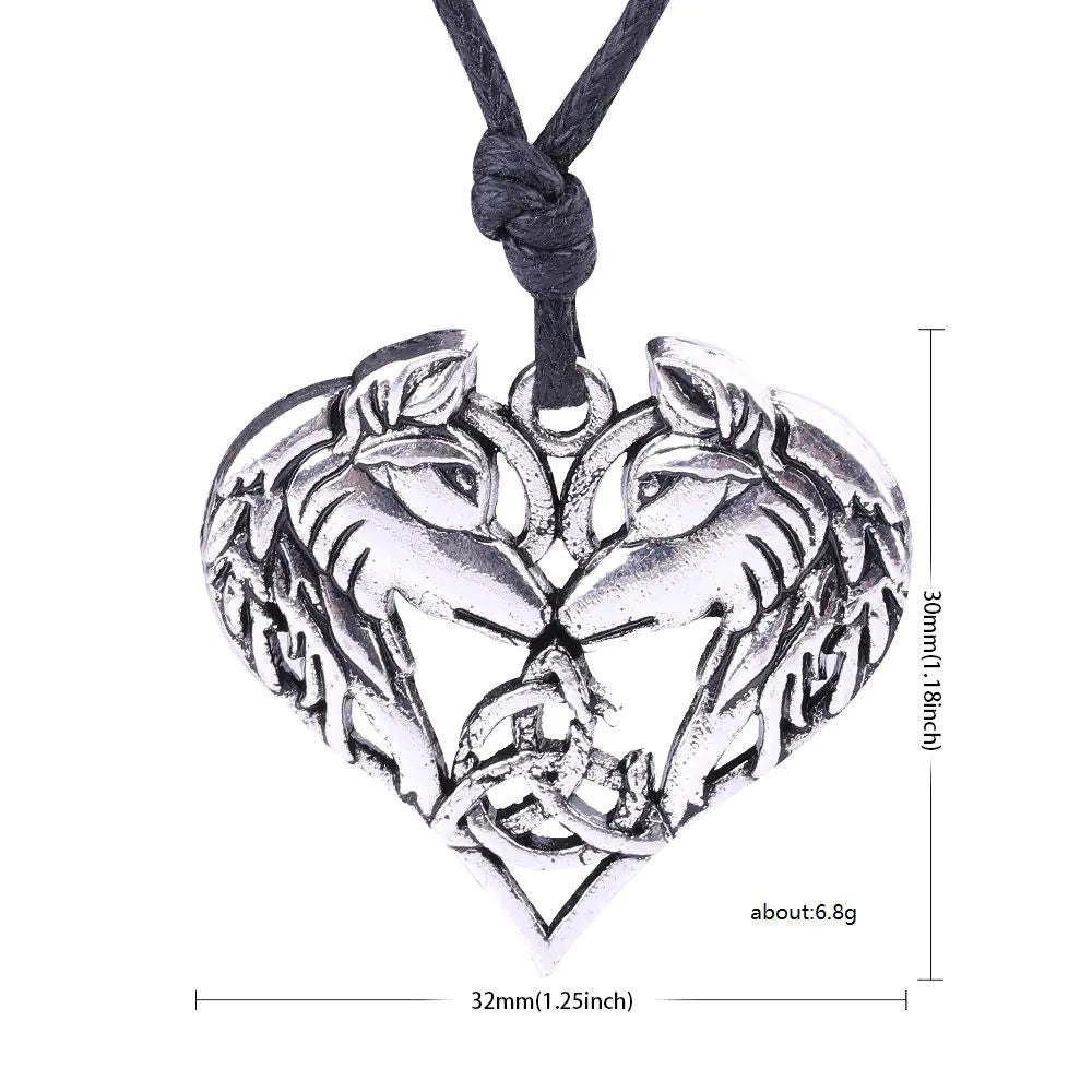 Heart Pendant Necklace with Zodiac Animal Design