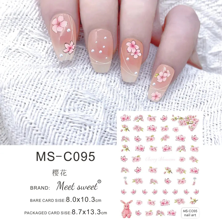 Nail Art Stickers - Camellia, Lily, and Poppy Designs