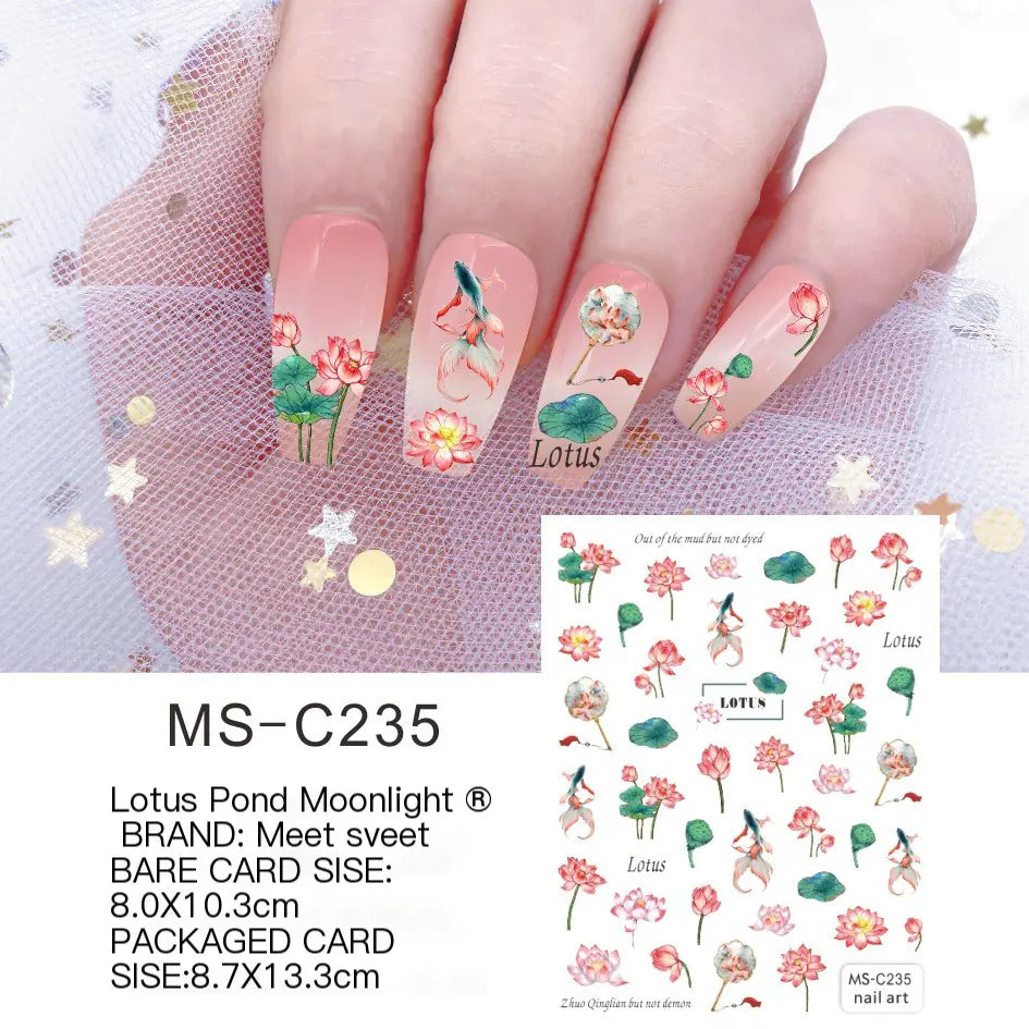Nail Art Stickers - Camellia, Lily, and Poppy Designs